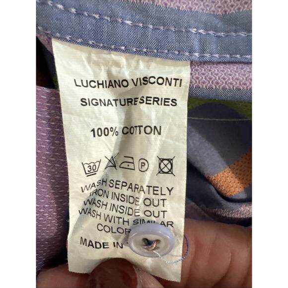 Luchiano Visconti Men’s XXL 100% Cotton Button Shirt Limited Edition Blue Purple - Picture 7 of 8